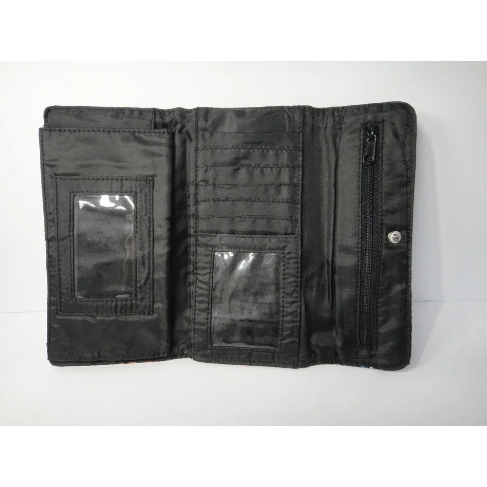 Disneyland Resort Mickey Mouse Trifold Wallet Multicolor Nylon Black Zipper Pull